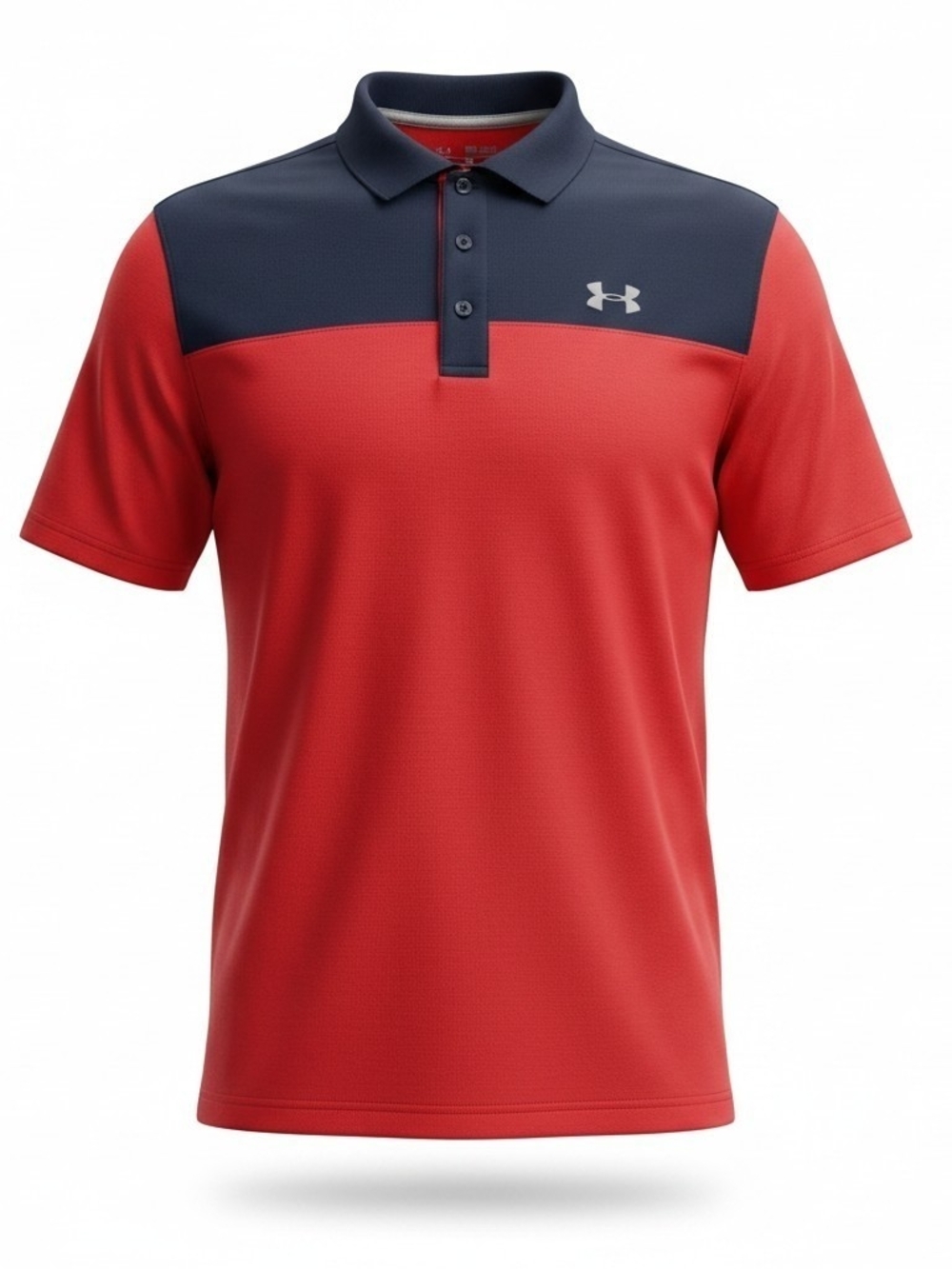 Under Armour Boys Red & Navy Colorblock Polo -patriotic-Youth XL